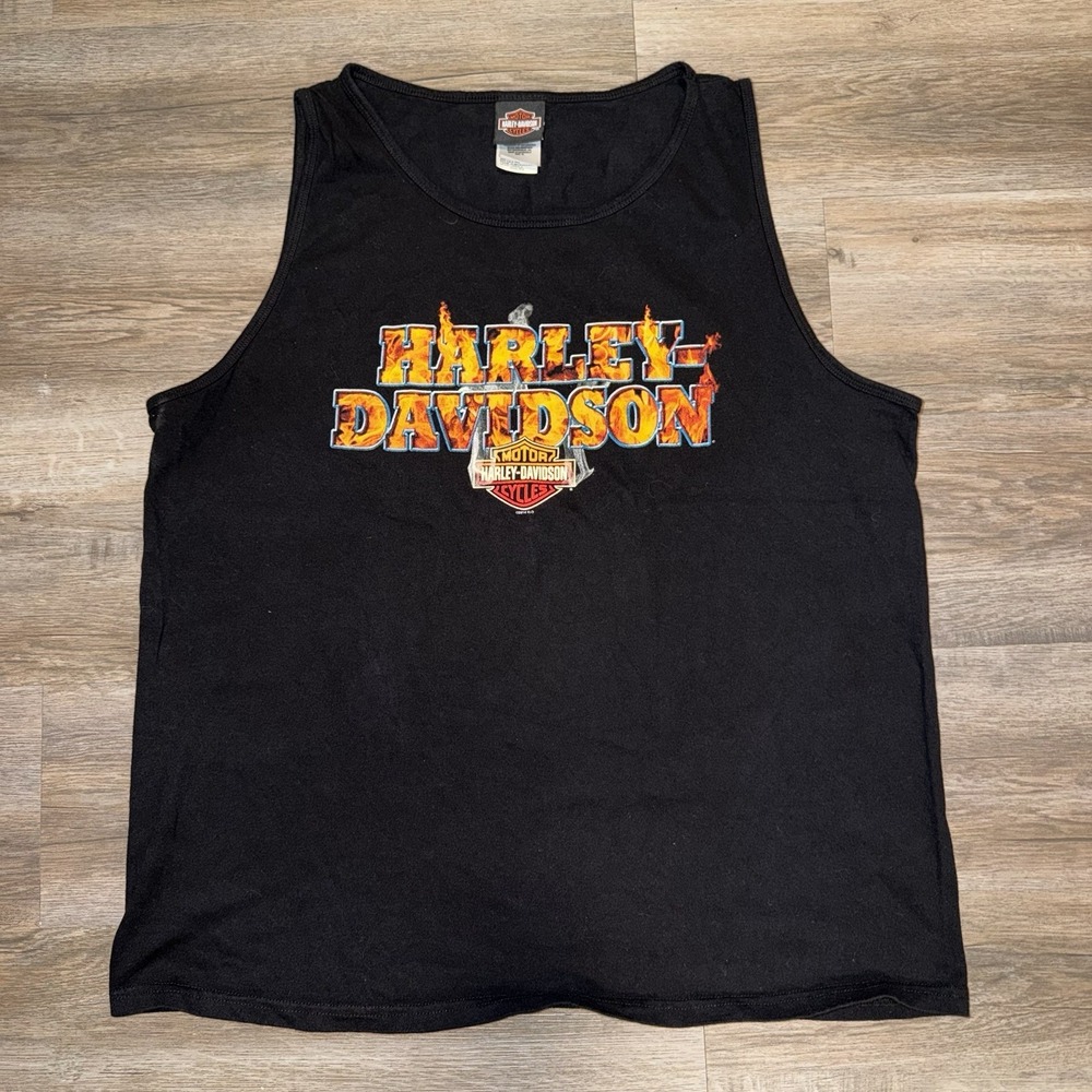 Vintage Harley Davidson Motorcycles Tank Black Shirt Y2K Mens Size XL Biker FL
